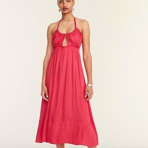 J. Crew Halter cutout dress in featherweight satin - Wild Hibiscus